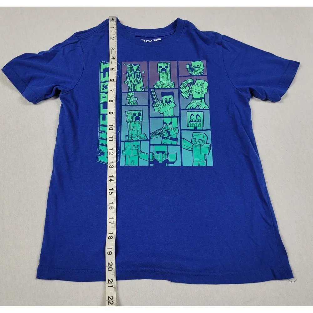 Minecraft Boys Grid Short Sleeve Graphic Print Blue T-Shirt Size M (8)